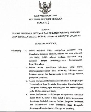SK PPID Desa Bengkala